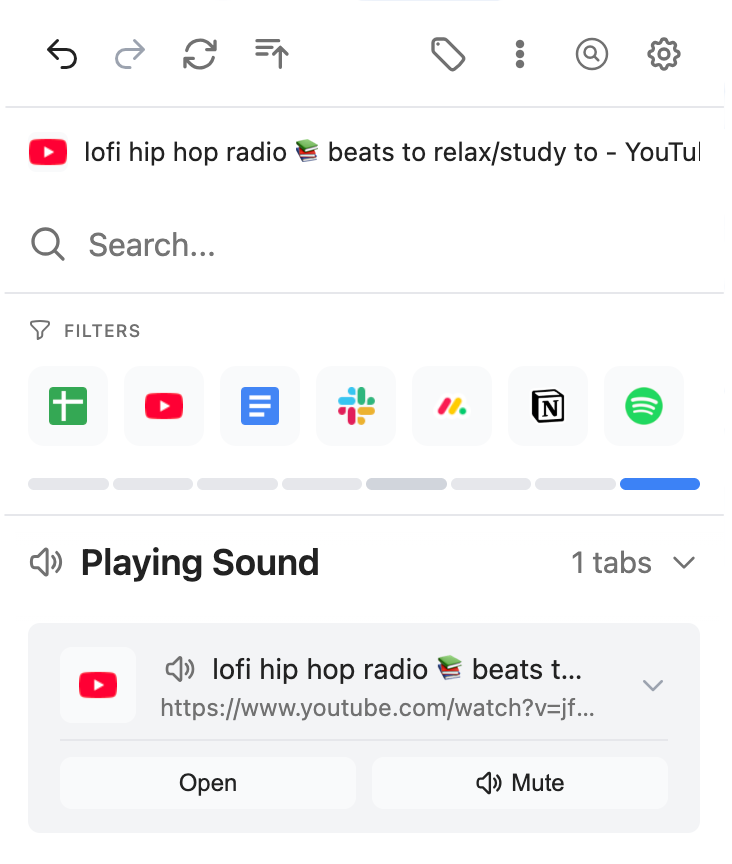 Manage tabs playing audio