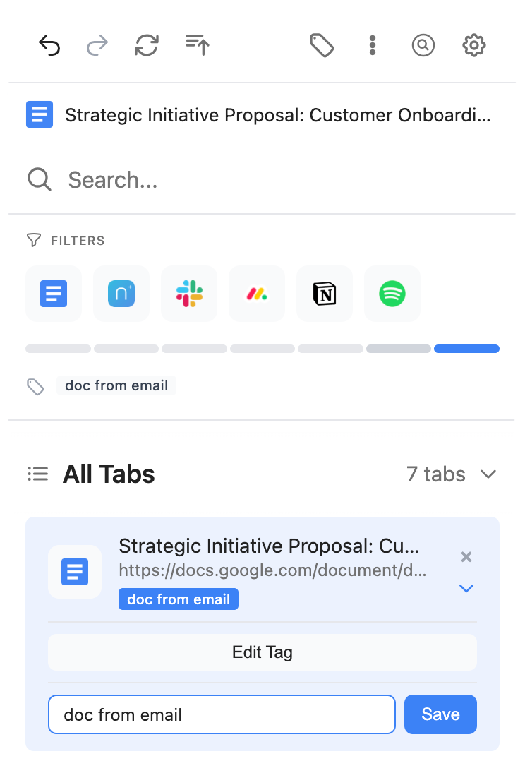 Organize and find tabs using custom tags